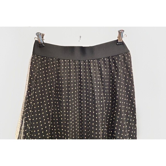 Polka Dot Mesh Overlay Tulle Midi Skirt A Line Sz S/M Black White - Picture 4 of 9